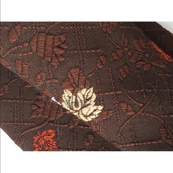 Vintage Oleg Cassini Brown Men Neck Tie Floral As Is - Picture 6 of 11